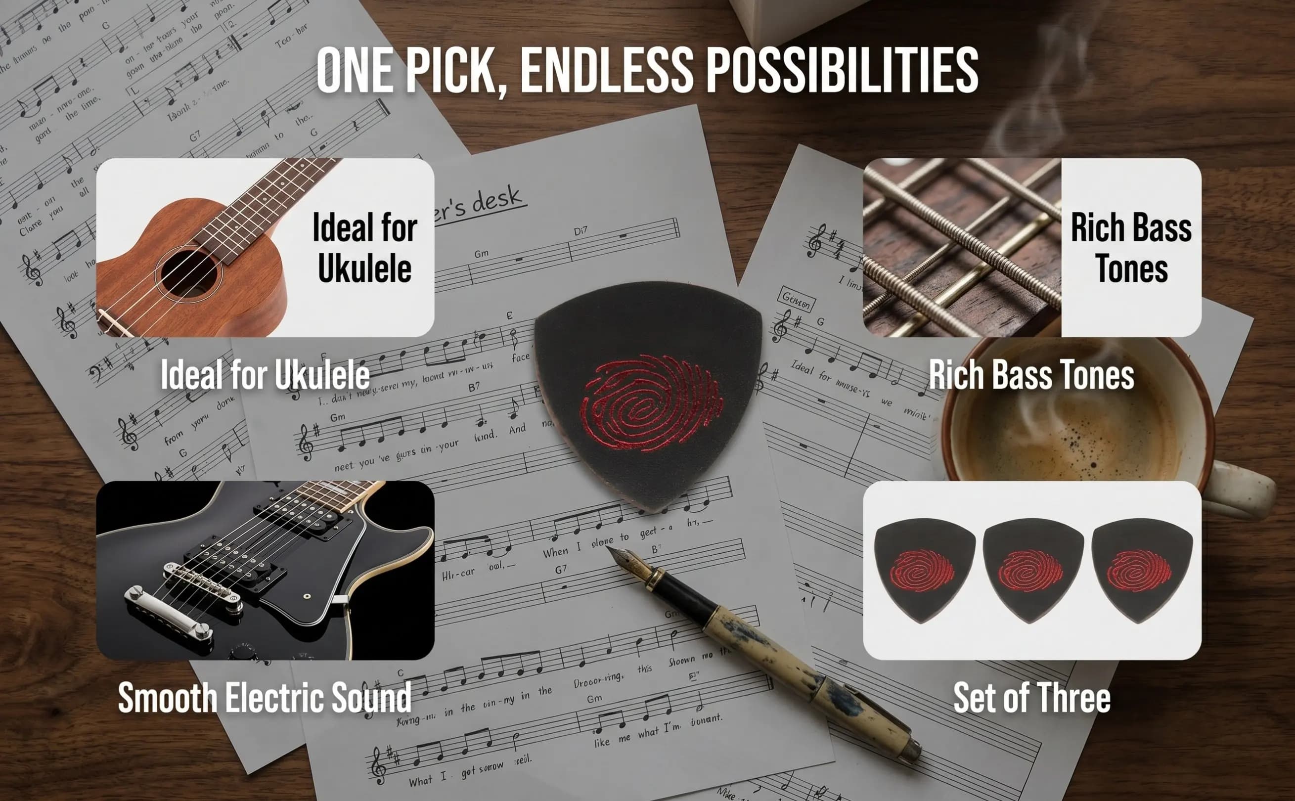 3 pcs Guitar Picks For Ukulele Practical Music Instrument Accessories Fine Craftsmanship Durable
