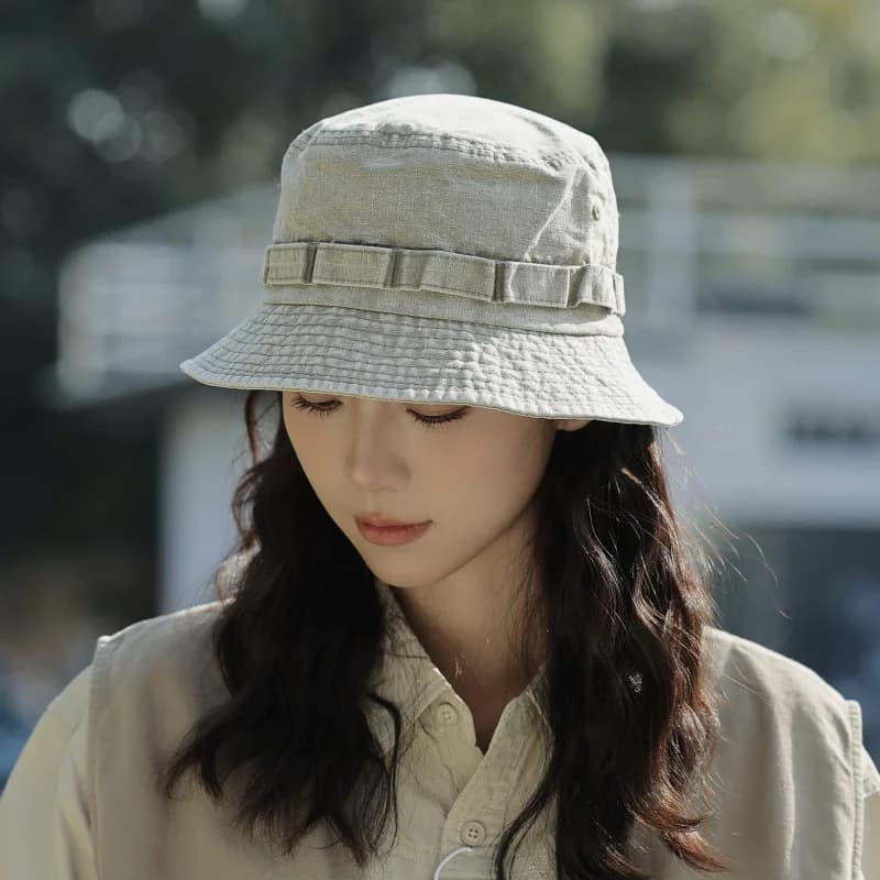 Japanese Retro Original Sunshade Basin Hat Female Simple Tooling Spring Summer Sunscreen Plain Outdoor Travel Bucket Hat Male