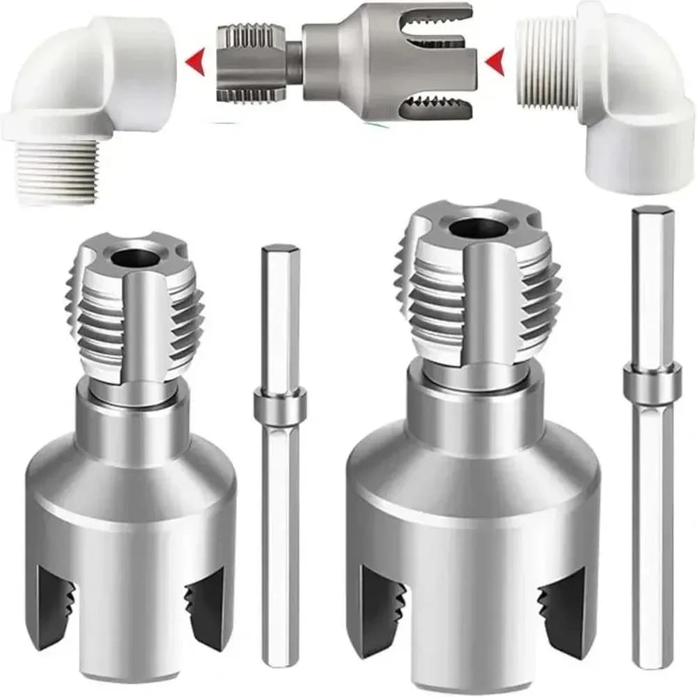 Pipe Thread Cutting Tool Integrated Internal & External Pipe Threading Tool Electric Drill Compatible PVC Pipe Threader Kit