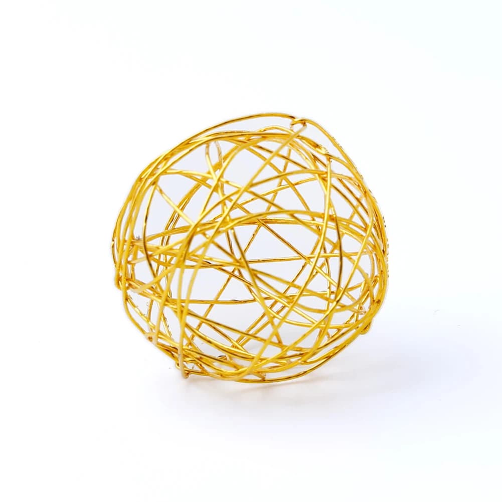 10pc Golden Threads Winding Hollowed Cage Ball Parrots Birds Training Grind Teeth Toys DIY Chinese Lantern Wind Chime Accessory