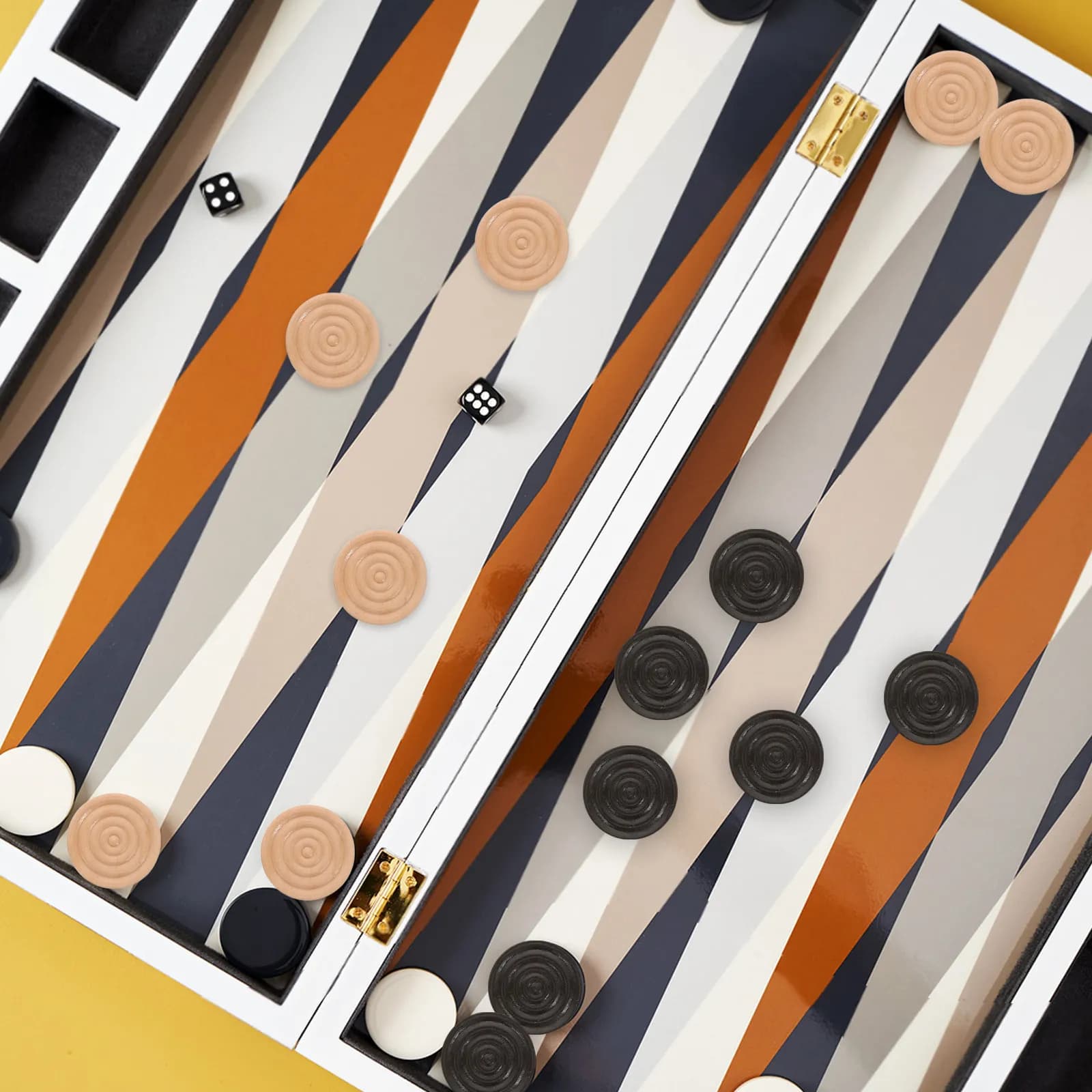 Set di 24 Pezzi in Legno Lisci e Filettati per Backgammon, Accessori per Giochi da Tavolo