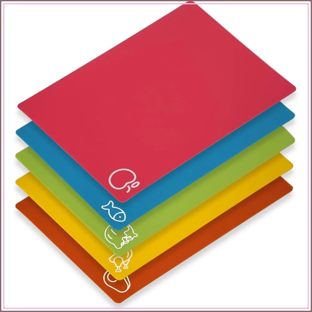 5-Piece Flexible Cutting Boards, BPA-Free Non-Slip Kitchen Mats for Meat & Vegetables