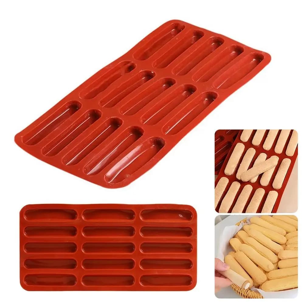 Nuovo stampo per biscotti con dito a 15 fori, antiaderente, fai da te, dessert, torta, stampo per gelato in silicone, strumenti per la cottura domestica