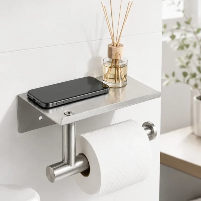 Stainless Steel Wall Mounted Tissue Holder - Toilet Paper Holder - Toilet Paper Storage-Drilling Screws or Sticker Installation