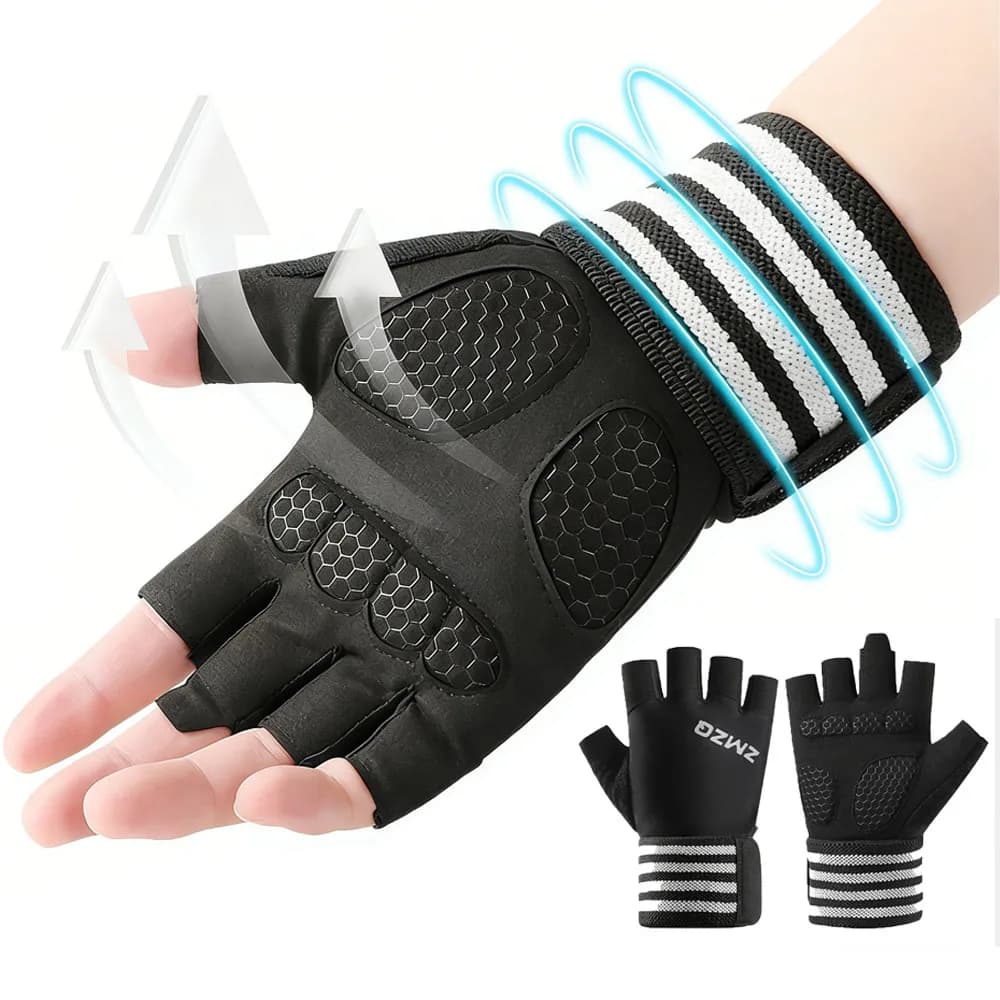 1 pair of gym gloves for men and women, weight lifting gloves with wrist support, SBR padding handle for full palm protection
