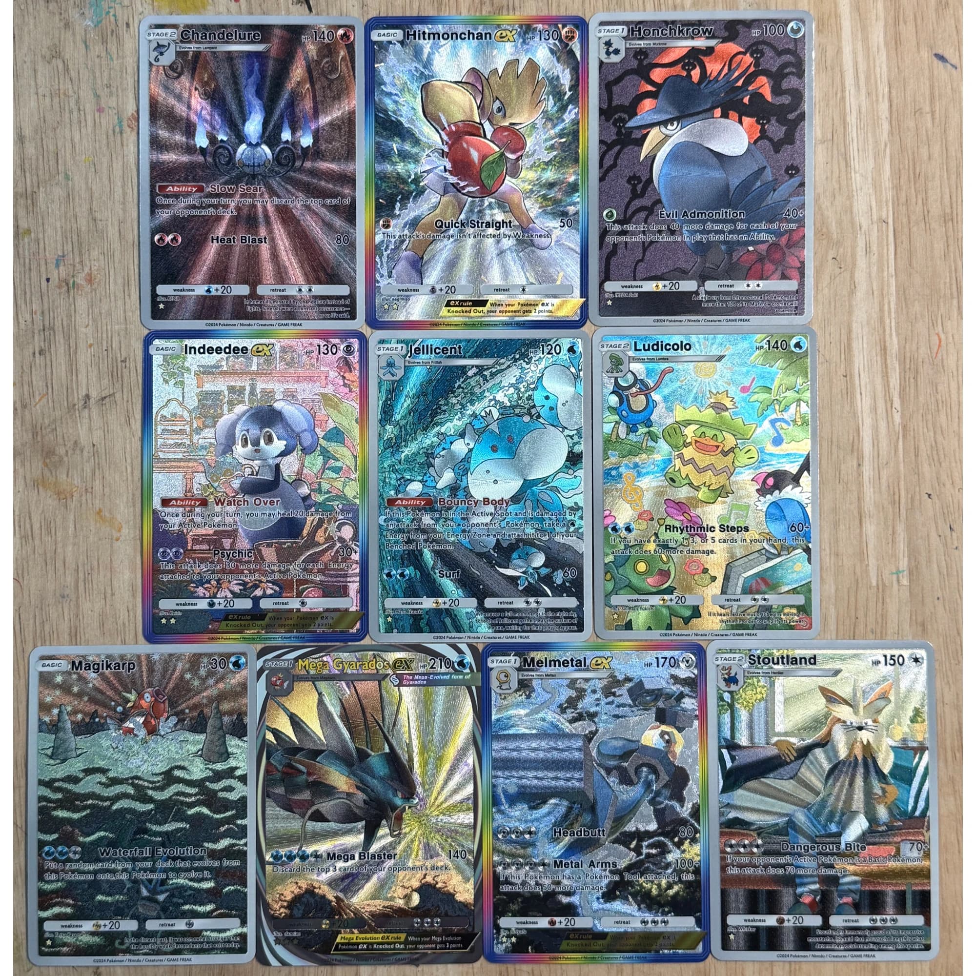 10 Pz/set PTCG POCKET Serie Inglese Gyarados Magikarp Hitmonchan Texture Flash Card Gioco Classico Anime Collezione di Carte