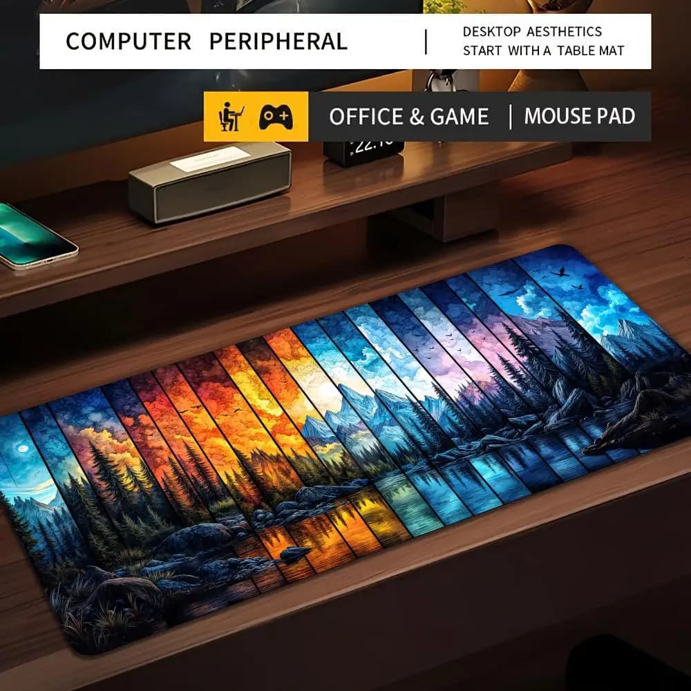 Tappetino per mouse con paesaggi stagionali alternati, tappetino da scrivania antiscivolo, resistente, tappetino per mouse da ufficio, tappetini da gioco con bordo cucito e stampa HD