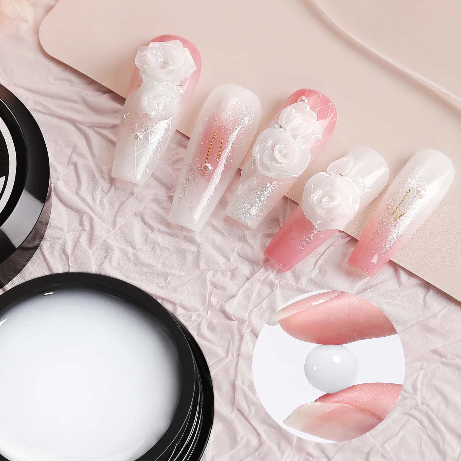 BORN PRETTY Smalto per unghie in gel duro antiaderente per scolpire a mano per l'estensione delle unghie con penna per intaglio Kit per unghie nude bianco latte da 15 ml