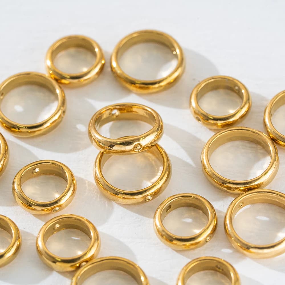 10 pcs 18 K Gold Stainless Steel 6/8/10mm Round Two-hole Frame Beads Connector For DIIY Bracelet Pendants Jewelry creation