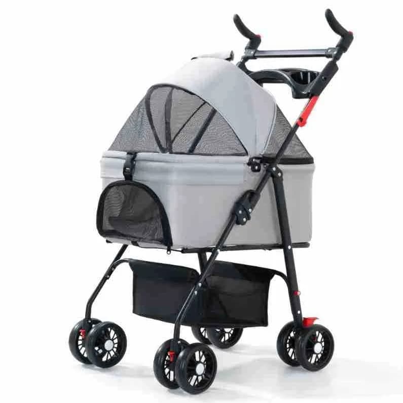 Pet Cart for Dogs and Cats, Lightweight Foldable Outdoor Travel Stroller, Teddy Bear Design, Small Pet Carrier