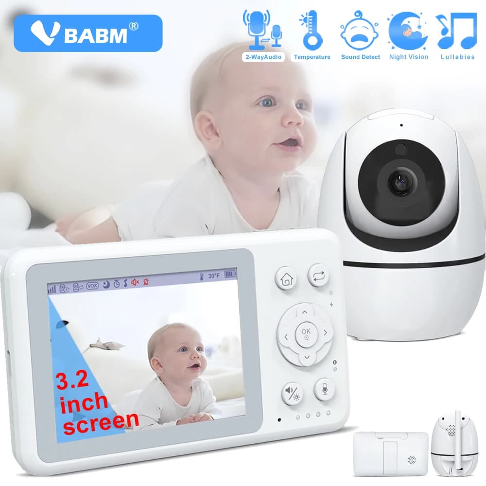 3.2 Inch Wireless Video Baby Monitor With P&T Security Camera IR Night Vision Two Way Talk Temperature Monitoring Lullaby Nanny