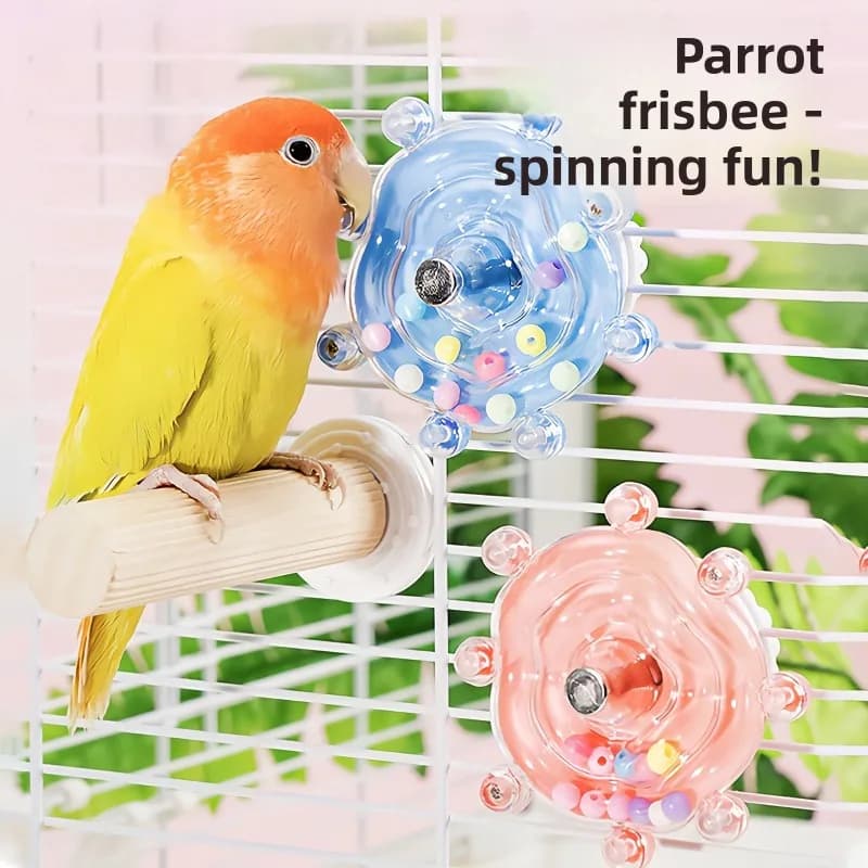 Bite-Resistant Parrot Spinning Toy — ABS Material, Adjustable Speed, Sound-Emitting, Boredom-Relieving, Educational Birdcage Toy