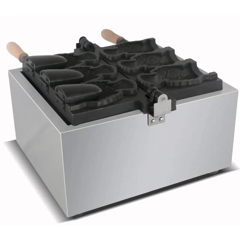 FY-1103B Uso commerciale Gelato Taiyaki macchina Cono di pesce waffle gelato Stampi per pesci 2000W