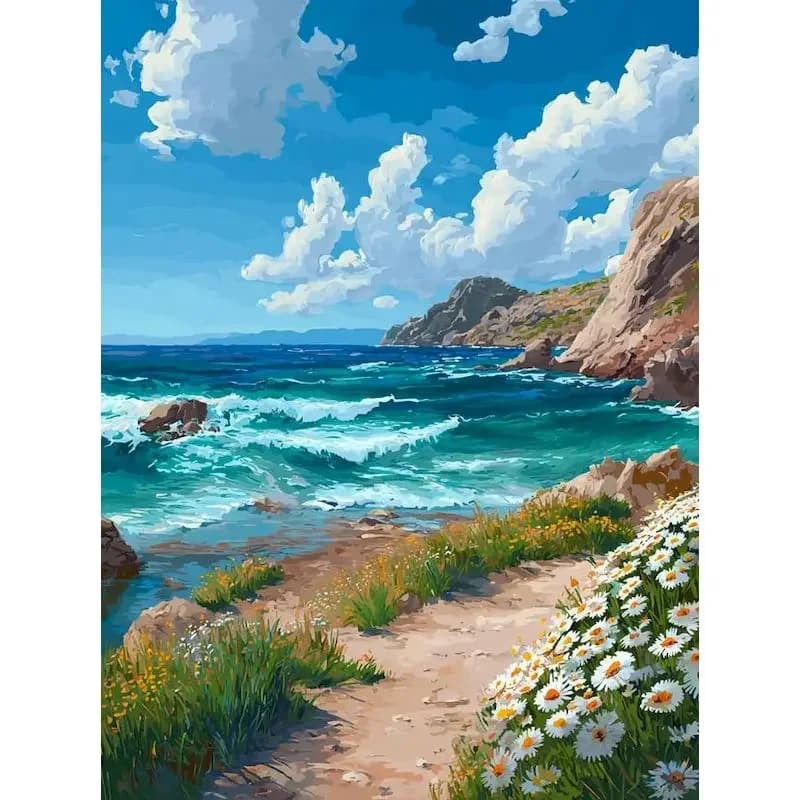 GATYZTORY Paint By Numbers Crafts Crafts DIY Kits for Beginners Seaside Scenery Easy Acrylic on Canvas DIY DIY Color by Numbe