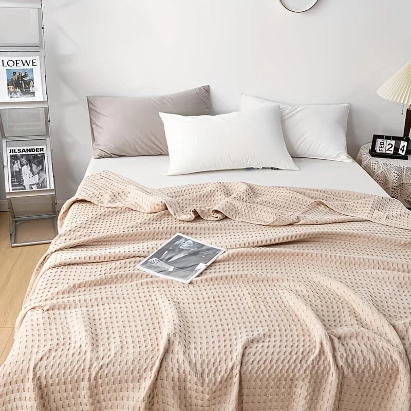 1pc Pure Multi-Layer Gauze Blanket, Waffle Style Bed Sheet Nap Blanket Air Conditioner Blanket Summer Cool Quilt