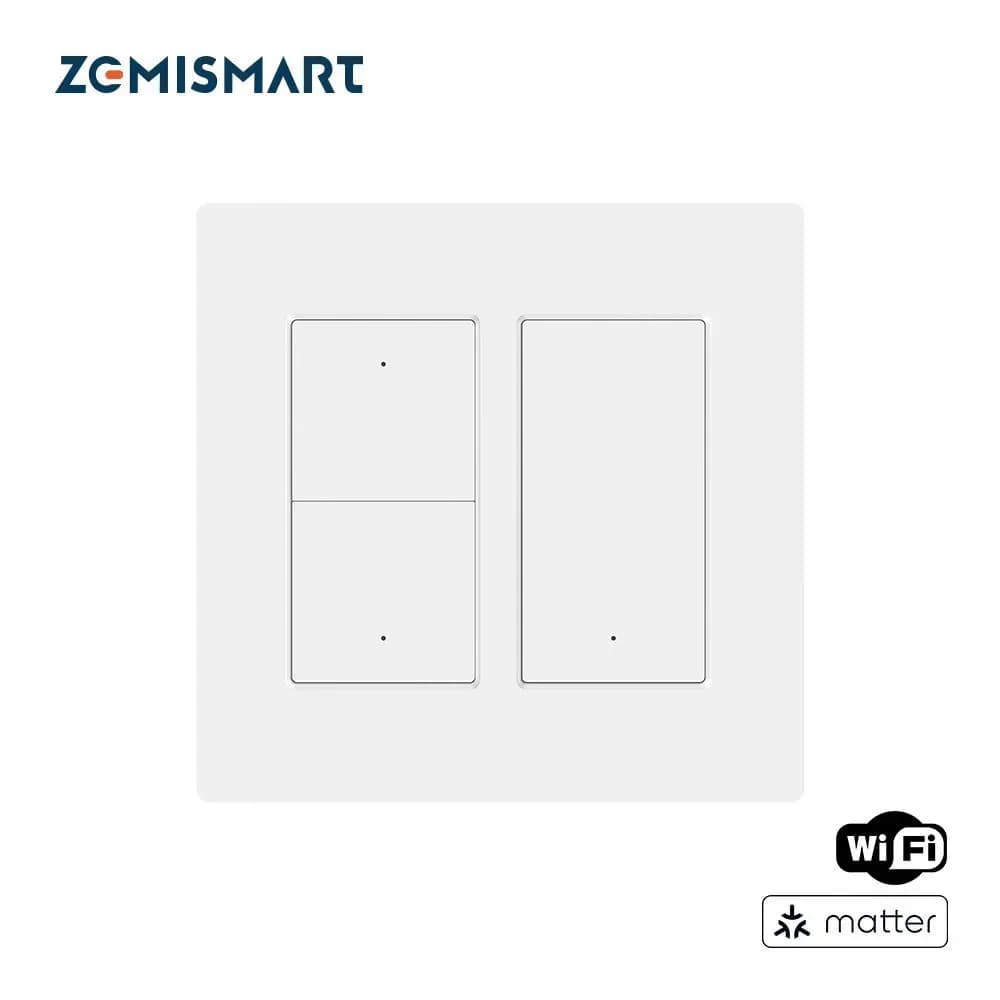 Zemismart Matter WiFi 3 Way Smart Wall Light Switch with Frame Support Homekit Google Home SmartThings Home Assistant Control