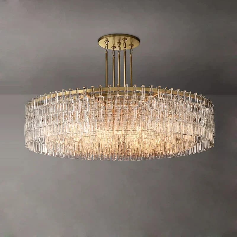 Lampadario di cristallo moderno di lusso Nordic Vintage anello di vetro lampada a sospensione Hotel Hall villa soggiorno cucina isola E14 illuminazione