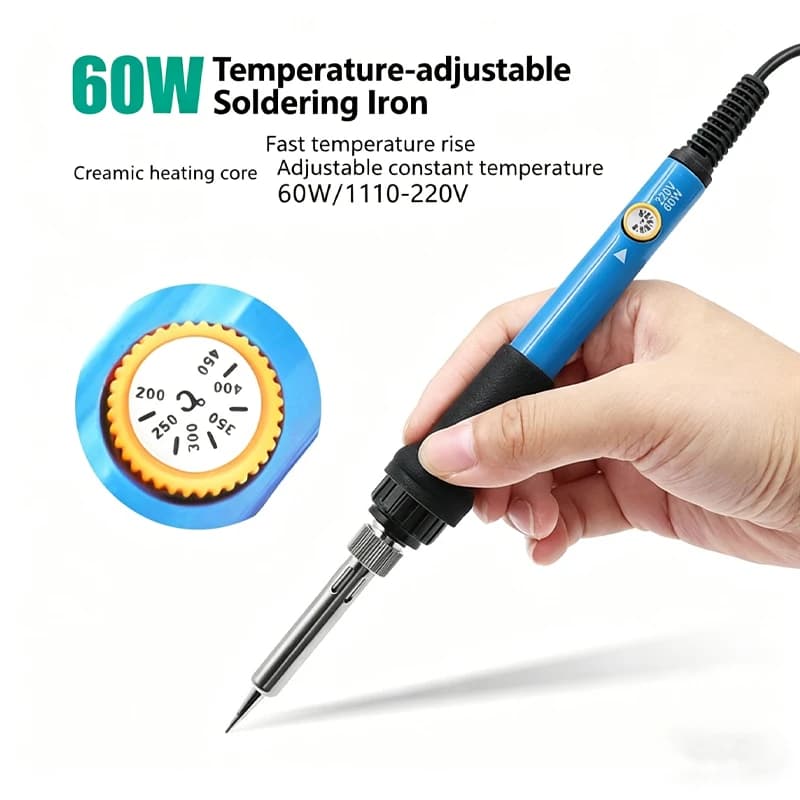 Saldatore a temperatura regolabile da 60W con interruttore, nucleo riscaldante in ceramica, strumenti di riparazione elettronica domestica 110V/220V
