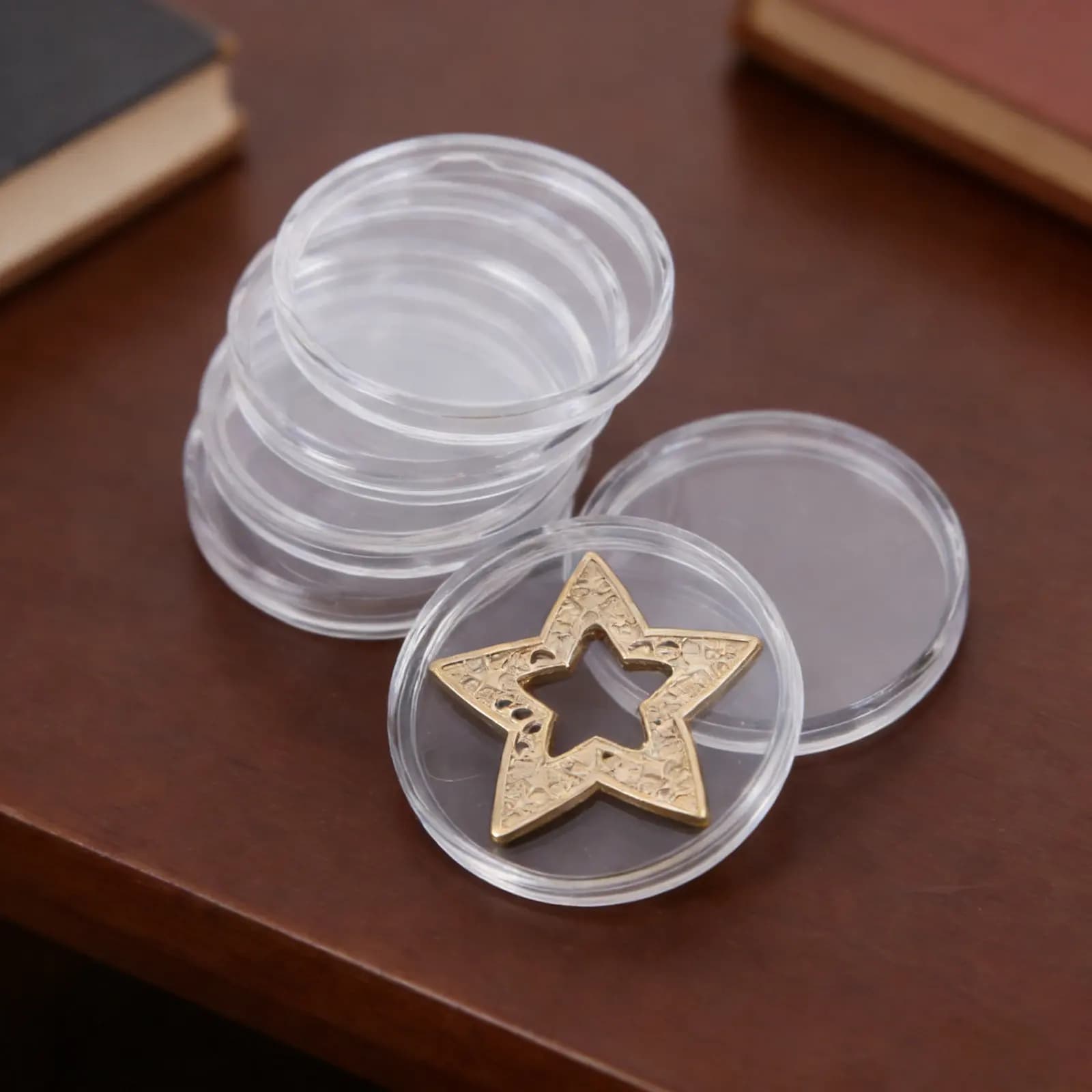24 Pieces Transparent Plastic Delicate Coins Collection Boxes, Compact Exhibitor and Portable