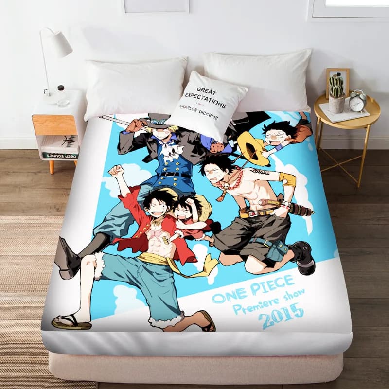 3D Hot Nika Luffys Gear 5 fitted sheet Anime One-Pieces bed sheets Children's Elastic bed sheet with Pillowcase
