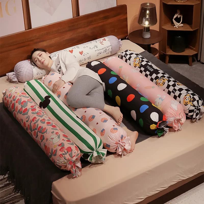 60/120/150/180cm Candy Shaped Long Pillow Side Sleeping with Leg Clamps Detachable Washable Sleep Artifact Cylindrical Pillow