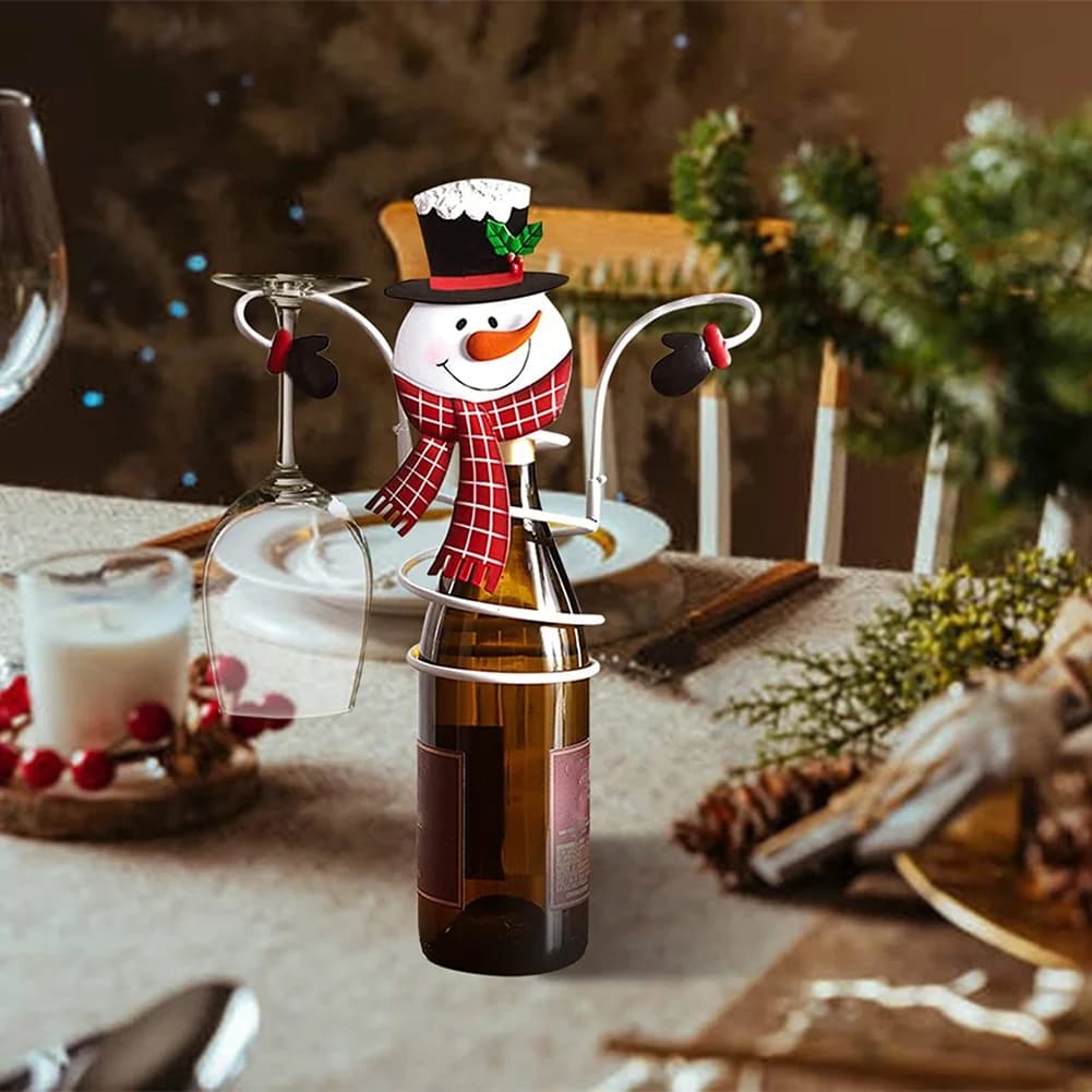 J1UL1N Portabottiglie e Portabicchieri Natalizi, Organizzatore Natalizio, Portabicchieri da Vino, Decorazioni Festive per Casa e Cucina