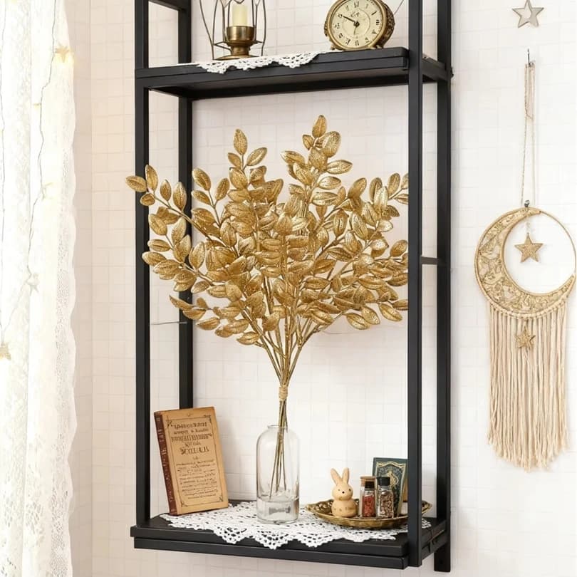 10 pz Piante Artificiali Foglie D'oro Capodanno San Valentino Home Room Decor Outdoor Matrimonio Giardino Cortile Ghirlanda Ghirlanda Regalo FAI DA TE Prop