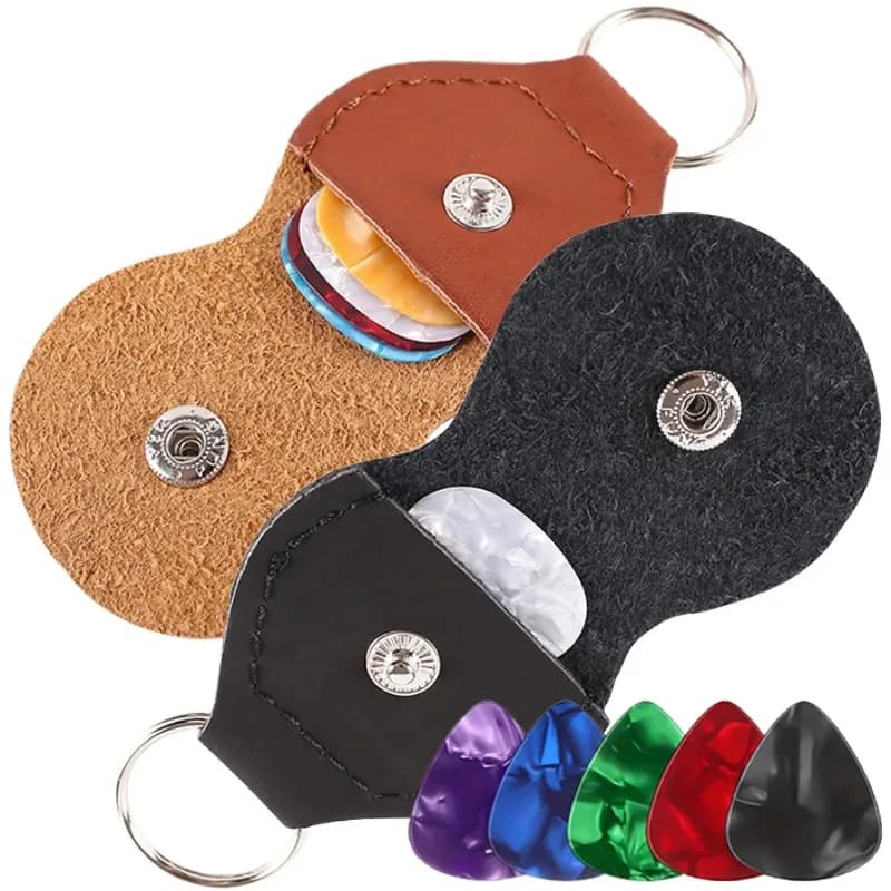 Mini borsa portaoggetti per plettro per chitarra stile pressa Materiale in pelle PU Custodie per plettri per chitarra Borsa Strumenti di archiviazione per accessori per strumenti musicali