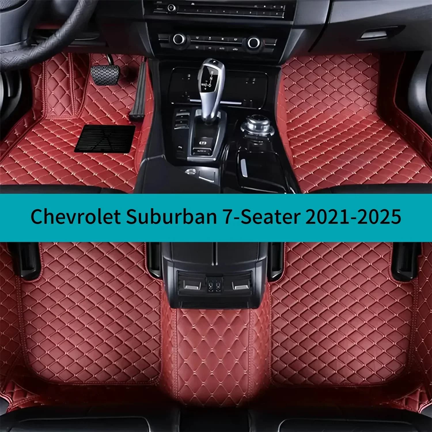 Set completo Tappetini per auto per Chevrolet Suburban 7 posti 2021-2025 Tappetini in pelle per auto Tappetini Tappeti Accessori auto