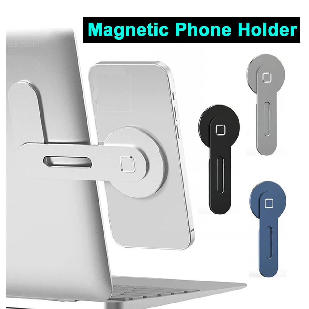 Supporto per telefono magnetico Staffa metallica regolabile per computer portatile Monitor per auto Supporto pieghevole per telefono cellulare laterale