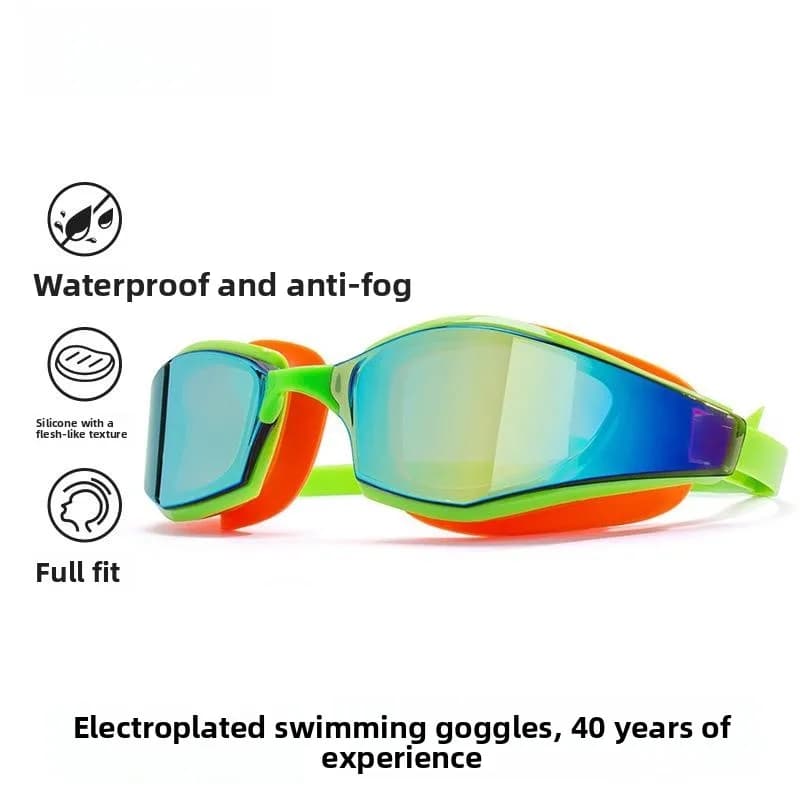 New Swimwear for Adults, Eye Protection, Waterproof, Electroplated, Silicone, Anti-fog, with Montatura Grande
