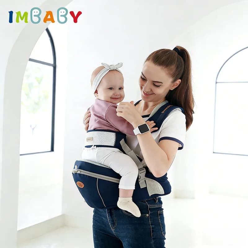 Marsupio Ergonomico Traspirante per Neonati e Bambini, Multifunzionale con Seduta e Tasca Portaoggetti