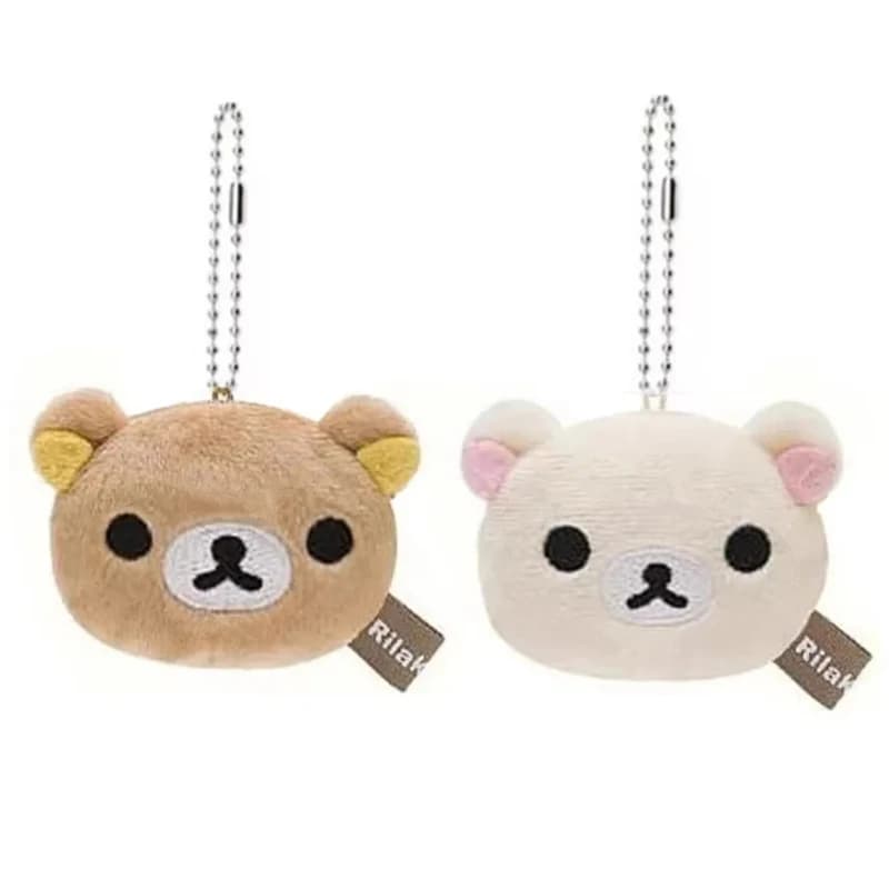 Rilakkuma Korilakkuma Portachiavi in peluche con testa d'orso Portachiavi con catena a sfera Portachiavi con borsa carina Kawaii