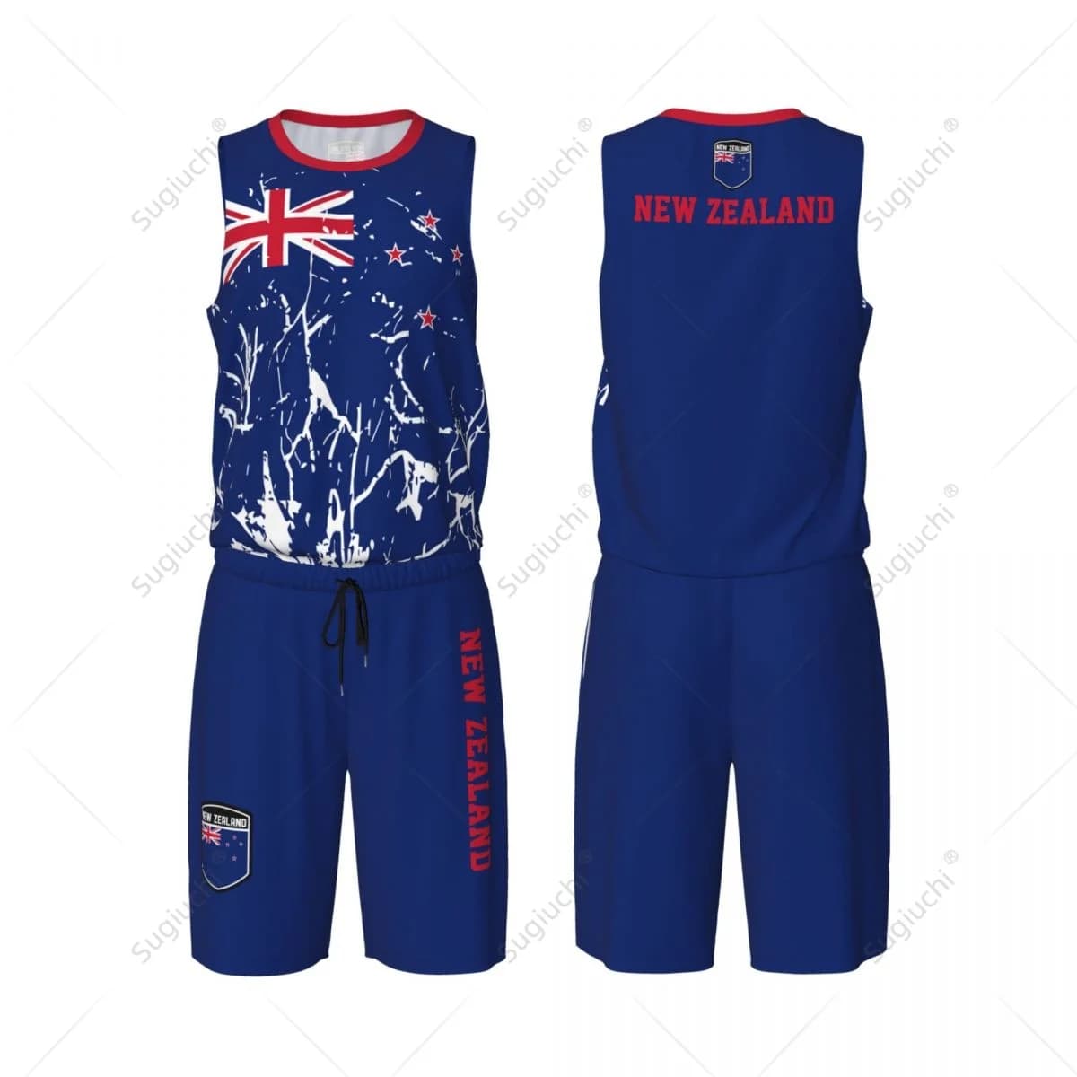 New Zealand Flag Men's Basketball Set, T-shirt and Sleeveless Trousers