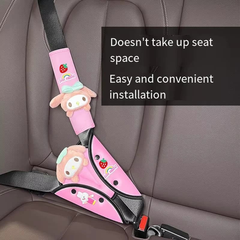 Cuscinetti Protettivi per Cintura di Sicurezza Auto a Forma di Kuromi, Regolatore Anti-Schiacciamento Sanrio, Custodia Protettiva per Spallacci Auto, Regalo Carino
