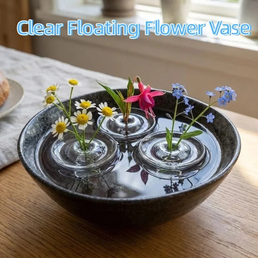 10 Pezzi Vaso Rotondo Trasparente Galleggiante per Fiori, Mantiene i Fiori Freschi, Contenitore Artistico in Plastica per Composizioni Floreali Galleggianti