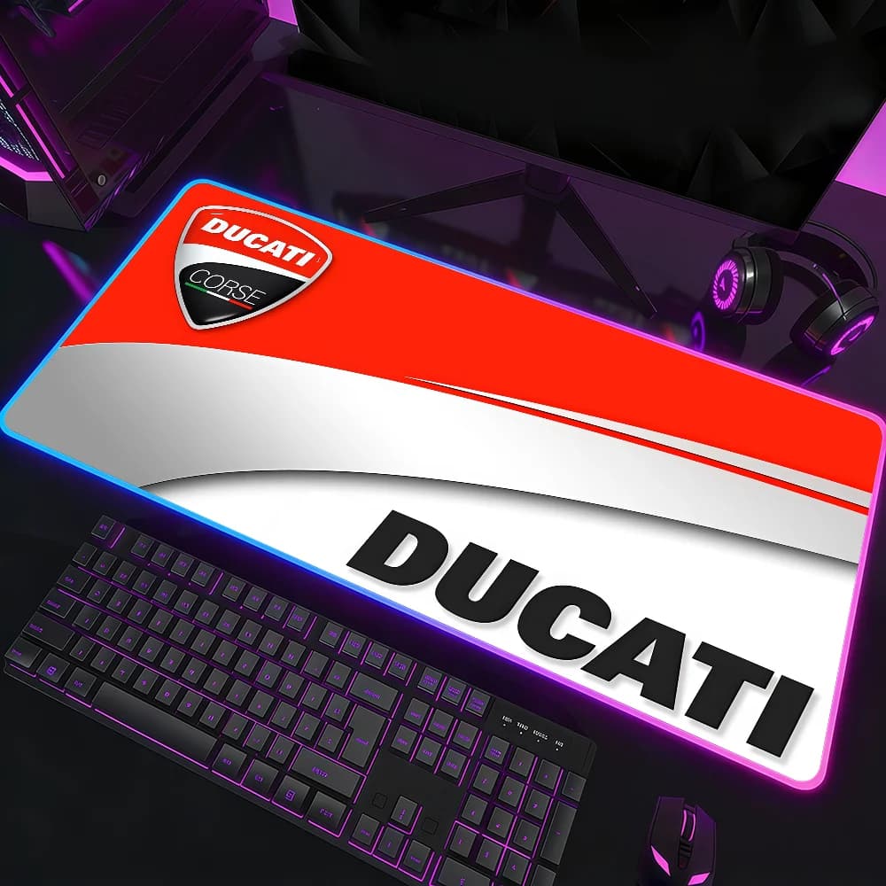 Tappetino per mouse alla moda HOT COOL D-DucatiS-I, RGB LED, per gaming, camera da letto, ufficio, antiscivolo, impermeabile, grande