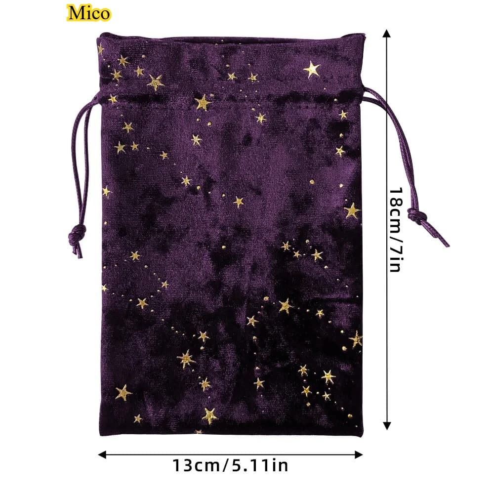 Sacchetto in Velluto con Stampa a Stelle per Tarocchi, Borsa Multiuso per Carte Oracolo, Dadi Runiche, Cristalli, Gioielli e Oggetti Domestici