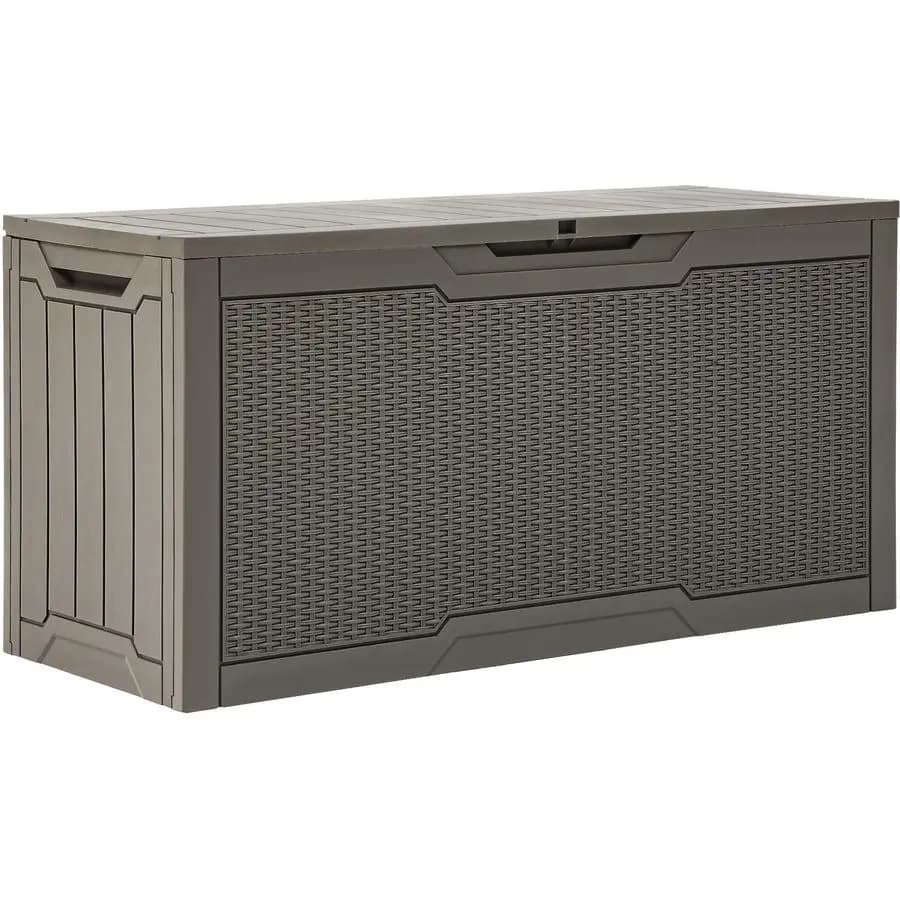 80 Gallon Exterior, Large Water Resistant Resin Box, Rattan Storage Container with Interior and Exterior Lock, for Patio