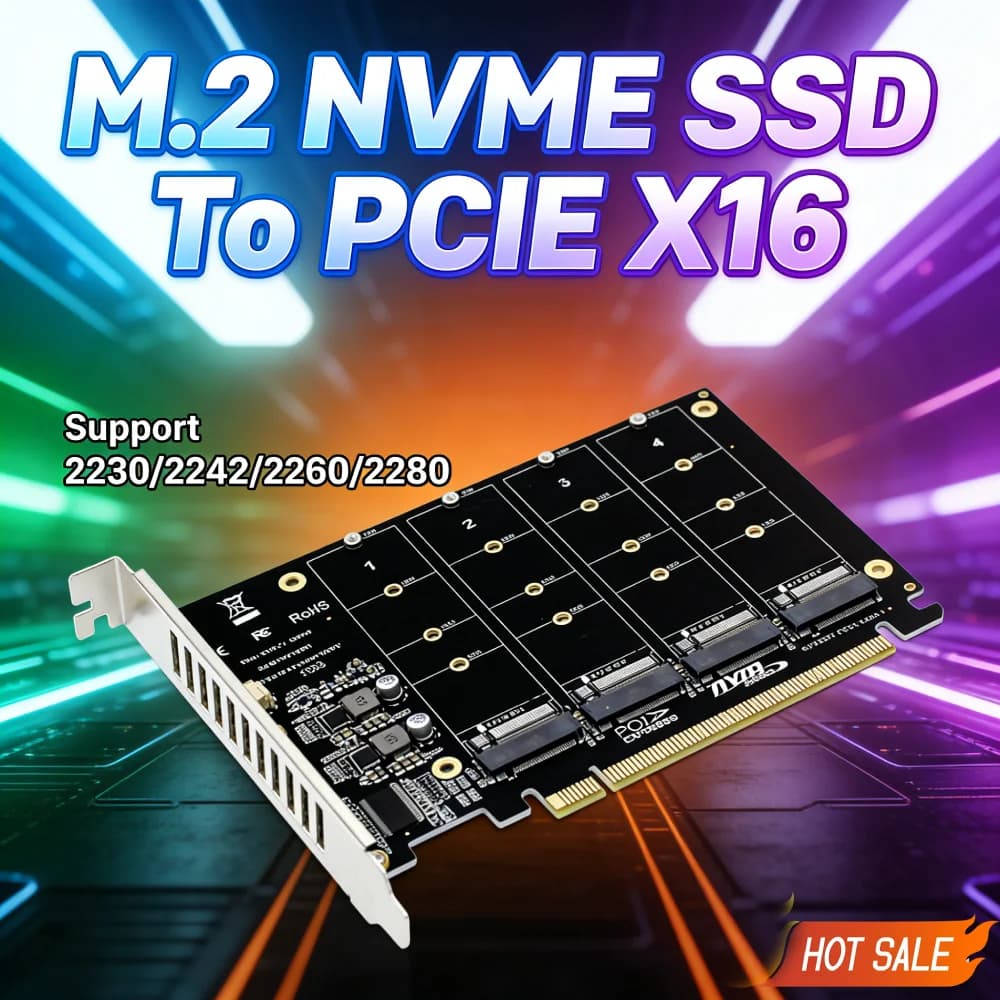 4 porte M.2 NVME SSD a PCIE X16 adattatore convertitore scheda supporto 2230/2242/2260/2280 Controller Host scheda di espansione indicatore LED