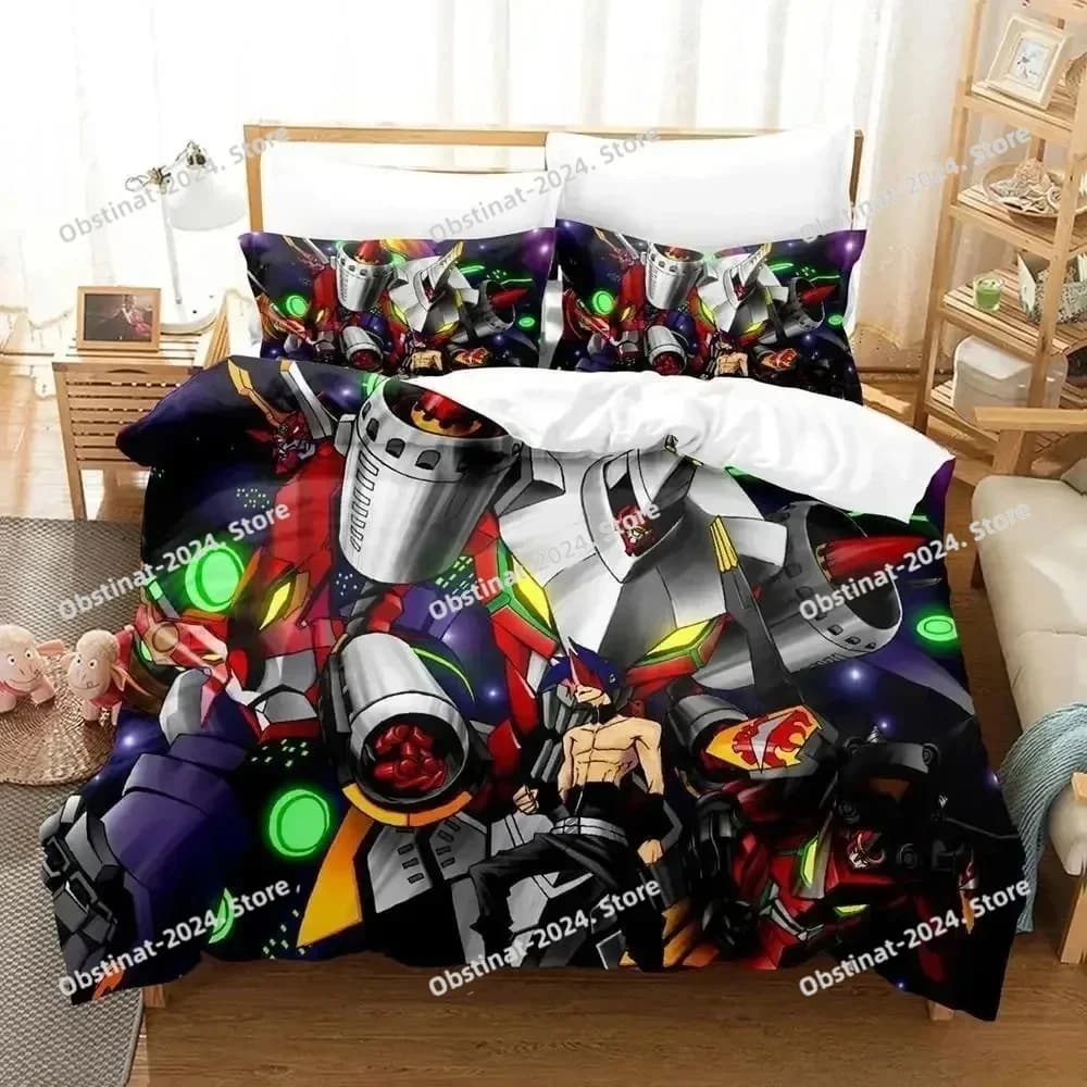 Tengen Toppa Gurren Lagann Set biancheria da letto Singolo Twin Completo Queen King Size Set letto per bambini adulti Set copripiumino per camera da letto Stampa 3D Anime