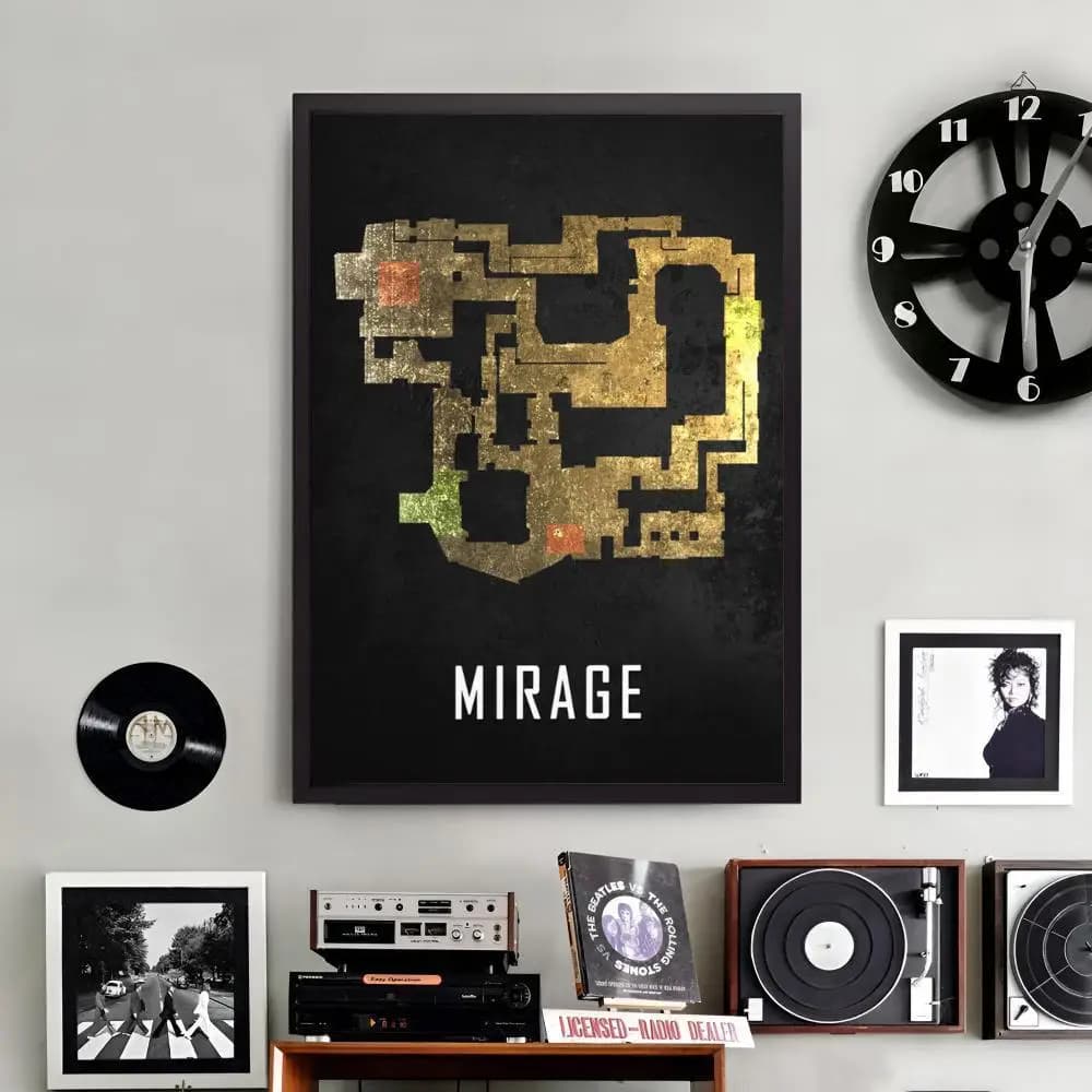 Poster di mappa del gioco C-CS GO, stampa HD, foto artistiche murali su tela personalizzate per soggiorno, decorazioni per la casa, durevoli