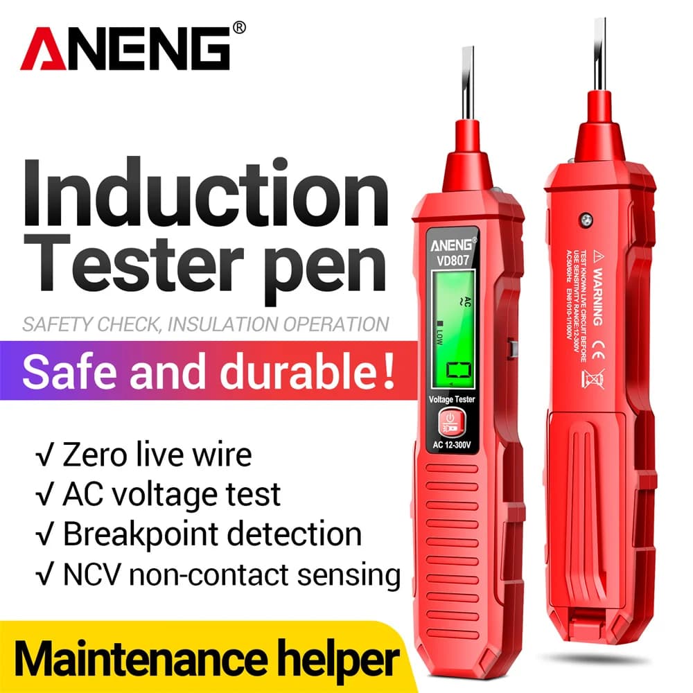 ANENG VD807 Induction Tester with One Word Portable 50/60Hz Intelligent Electric Pen NCV AC 12-300V Contactless Cable Detection Tools