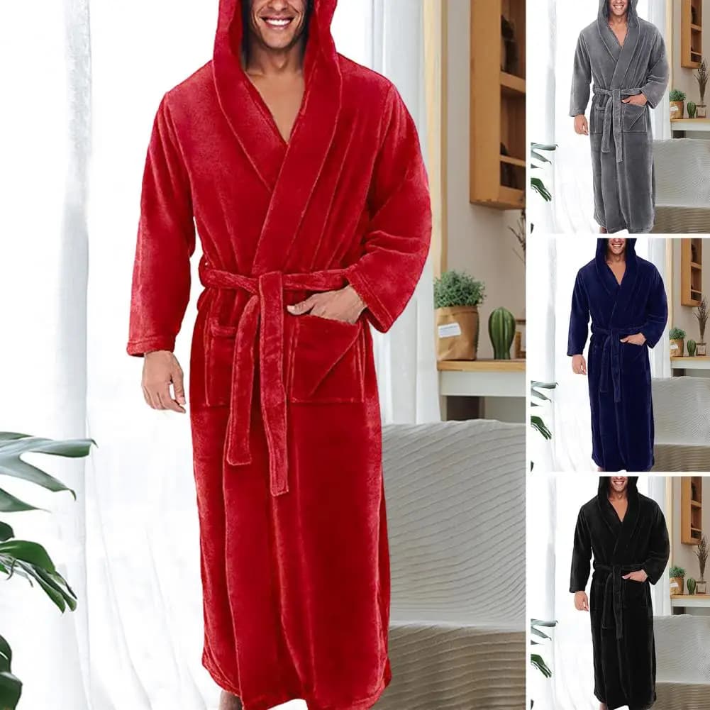 Accogliente Plus Size vita Lace-up punto aperto inverno caldo con cappuccio lungo in pile Home Gown Sleepwear Robe pigiama antigelo