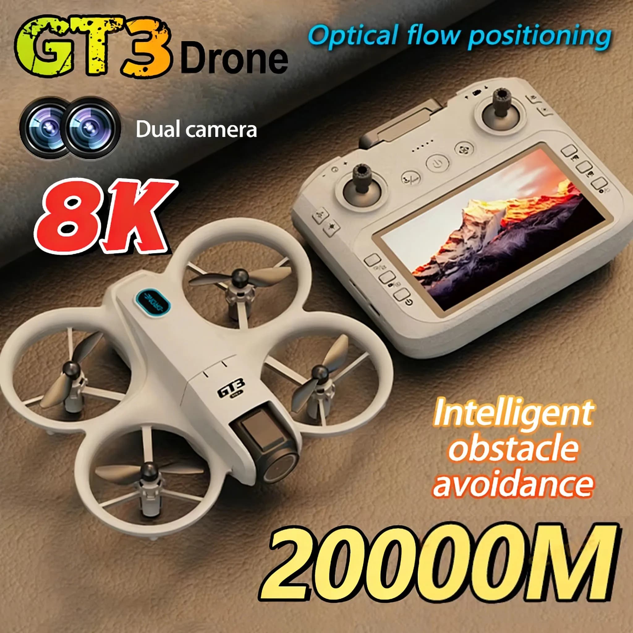 2026 New GT3 Mini Hot Drone 8K HD Camera WIFI FPV Foldable Quadcopters RC Drone with Colorful Lights Hovering Toys Gifts Kids