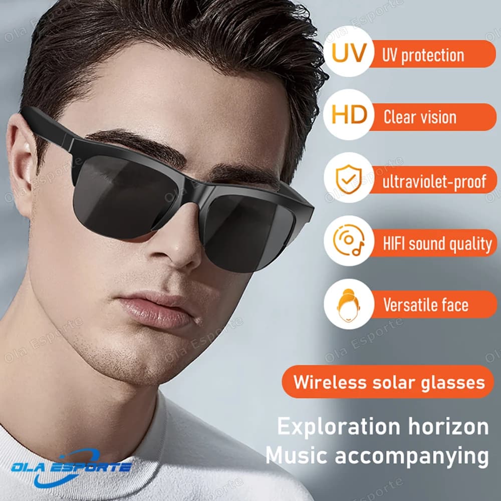 Nuovi Occhiali Smart da Uomo e Donna con Bluetooth, Controllo Vocale, Musica, Protezione UV, Occhiali da Sole Polarizzati, Cuffie Integrate, Modello 2026