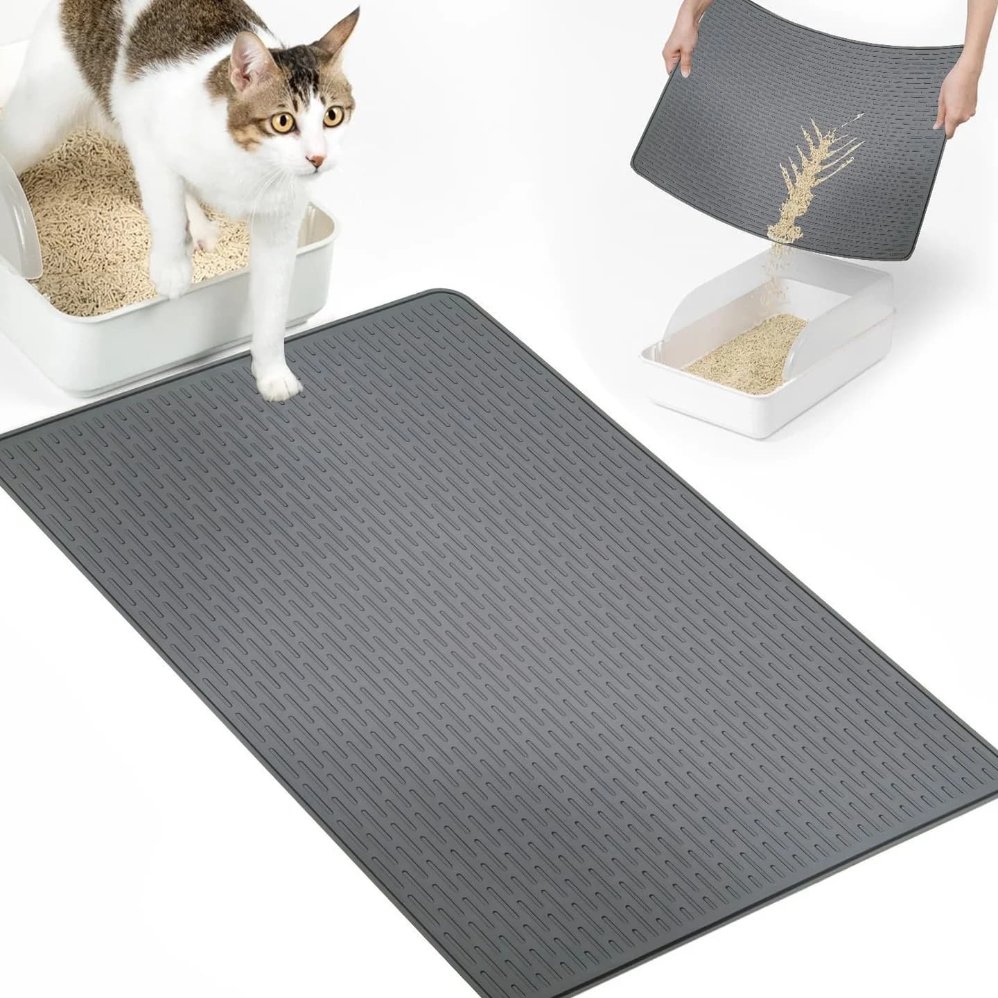 Tappetino Antiscivolo in Silicone Resistente all'Usura per Alimentazione Animali Domestici, Facile da Pulire, Tappetino per Lettiera per Cani e Gatti, Impermeabile e Anti-Schizzi