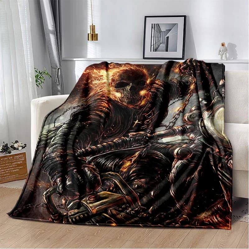 2025 Nuovo Marvel Horror Ghost Rider Cartoon Gift Coperta morbida, Coperta morbida per la casa Camera da letto Divano letto Picnic Copertura per bambini Kid