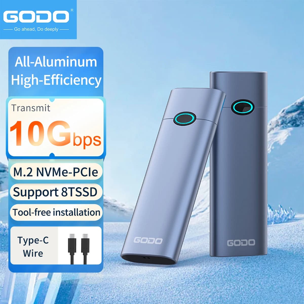 GODO M2 SSD Case Adattatore Enclosure SSD M.2 NVMe 10Gbps USB 3.2 Gen2 USB C Esterno