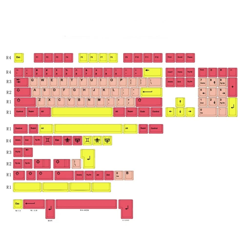 1 Set Gemini Pop Art Theme PBT Dye Subbed Covers Cherry Profile Lightproof Keycap for MX Switch Mechanical Keyboard